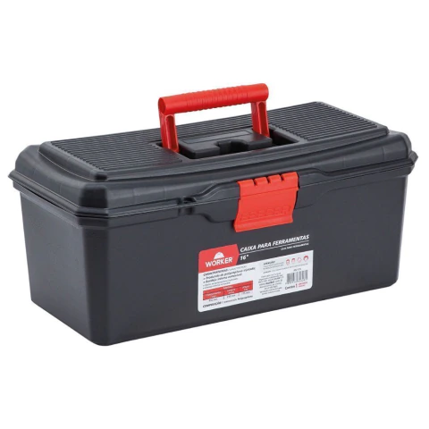 Caixa Plástica Para Ferramentas 16'' 410x210x175mm Com Bandeja Worker
