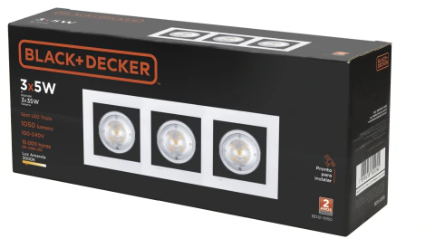 Spot LED Black 3x5W 3000K Triplo Quadrado Black+Decker