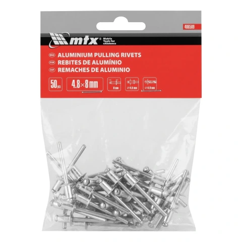 Rebite De Repuxo 4,8 X 8 mm 50 Peças Alumínio Aço Galvanizado Mtx