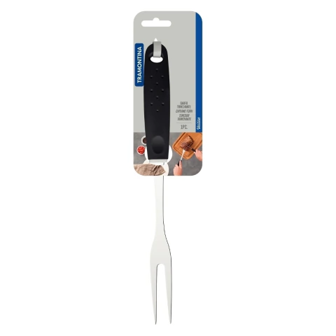 Garfo Trinchante Tramontina Utilità Aço Inox Cabo Polipropileno Preto Para Carnes E Churrasco