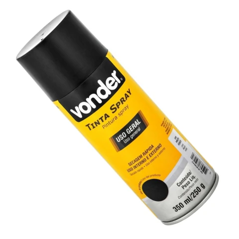 Tinta Spray Acrílica Preto Fosco 350ML/250G Vonder