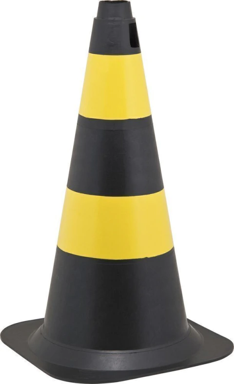 Cone sinalização 75cm preto/amararelo polietileno Vonder