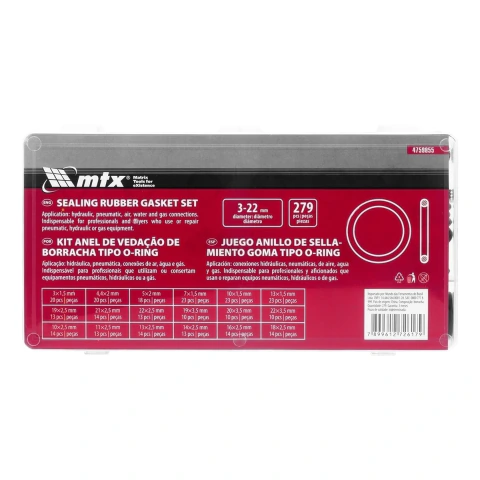 Kit Anel de Vedação Borracha D 3-23mm 279pçs MTX