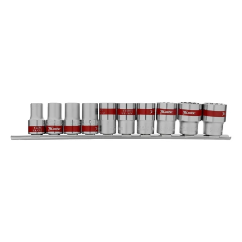 Jogo De Soquete Spline 1/2'' Crv 10-22mm 10 Peças Kit Profissional MTX 135979