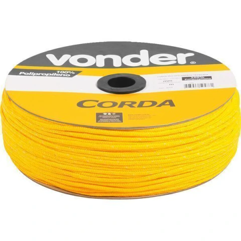 Corda Trançada 6mmx165m 2,55kg Amarela Poli Vonder