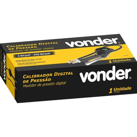 Calibrador Digital De Pneus 3-250 Lbs/Pol² Mangueira 525mm Vonder