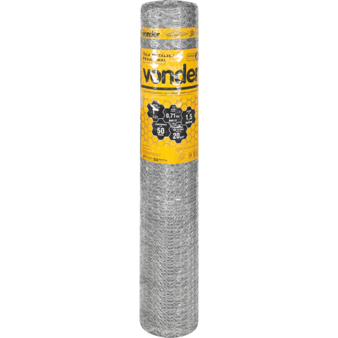 Tela Metálica Pinteiro Hex Malha 1'' BWG22 1,5m 50m Vonder