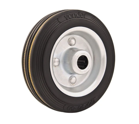 Roda Borracha 3'' Média 60kg Eixo Rolamento12 mm Vonder