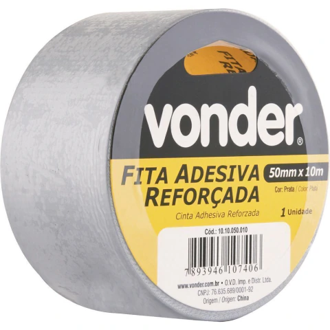 Fita adesiva reforçada silver tape 50mmx25m prata Vonder