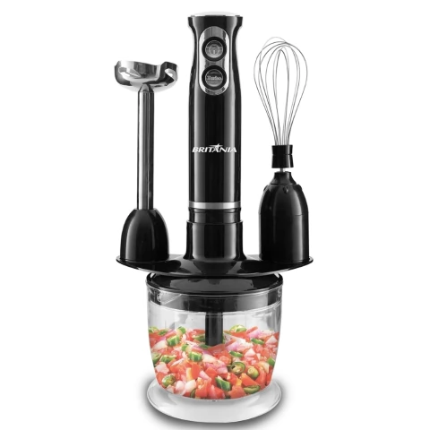 Mixer BMX400P 500W 3 em 1 Britânia Preto Com Jarra Copo Batedor de Claras 220V
