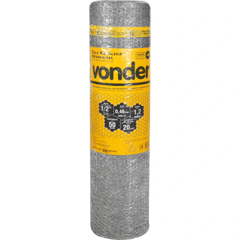 Tela Metálica Viveiro Hex Malha 1/2'' BWG26 1,2m 50m Vonder