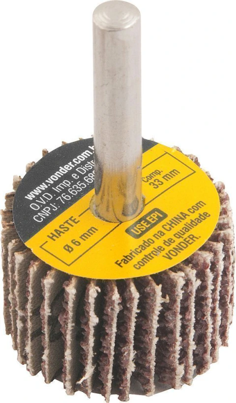 Roda lixa minikontour 50x20mm g100 haste 6mm Vonder