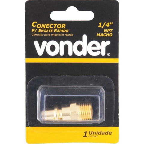 Conector pino racord macho 1/4" npt latão cartela Vonder