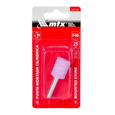 Ponta Montada Cilíndrica 19 X 25 Mm Haste 6 Mm Grão F46 Óxido De Alumínio Mtx 7601755