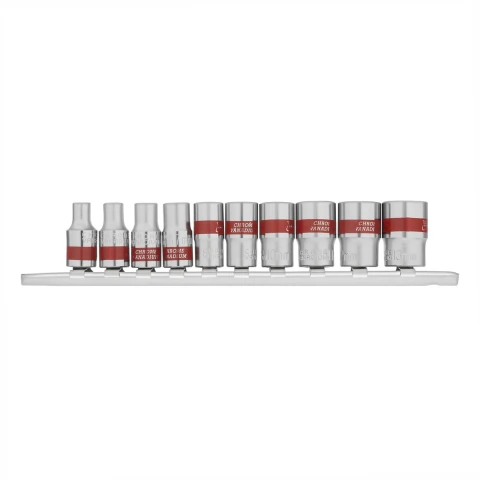 Jogo De Soquete Sextavado 1/4'' Crv 4-13mm 10 Peças Precisão Durabilidade Mtx 135599
