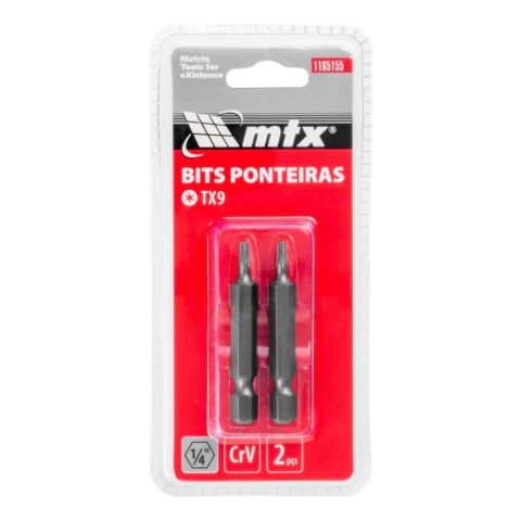 Kit 2 Bits Torx T9 50 mm Aço Cromo Vanádio Ponta Magnetizada Mtx