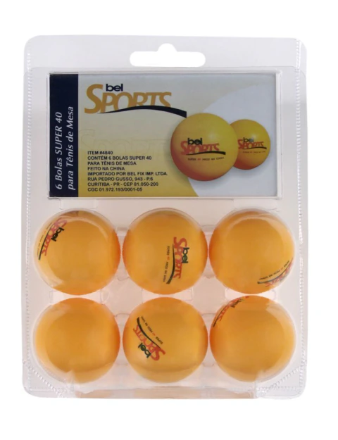 Kit 6 bolas 40mm para tênis de mesa - Bel Sports