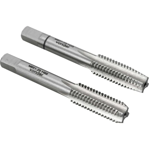 Macho manual aço rápido m8,00x1,25 2 peças din 352 Vonder