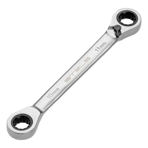 Chave Estrela Com Catraca 10-11mm Stels 1453255 Aço CrV 72 Dentes 5° 41-46 HRC