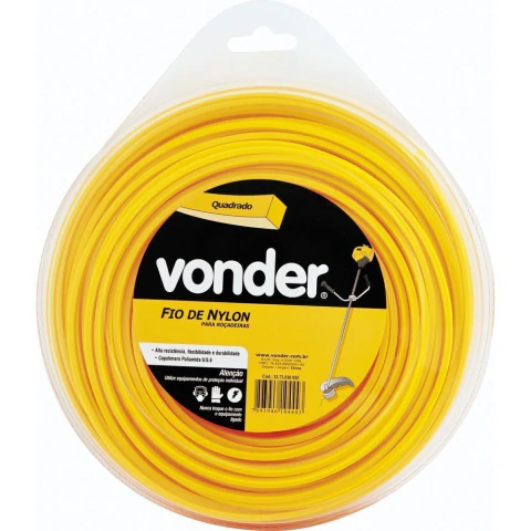 Fio Nylon 3,0mmx50m Quadrado Roçadeiras E Aparadores Vonder