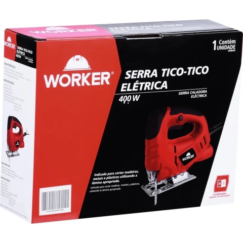 Serra Tico Tico 400W 127V Encaixe T/U Worker - Corte Madeira 55mm, Aço 6mm, Alumínio 5mm