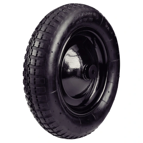 Pneu Com Câmara 3.25/8'' Roda Metálica Tramontina Para Carrinho De Mão Com Bucha Plástica