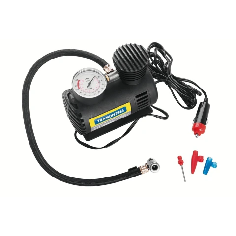 Compressor de Ar Portátil Tramontina para Carros 300 Psi 50W 12V com Adaptadores