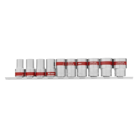 Jogo De Soquete Sextavado 1/2'' Crv 10-22mm 10 Peças Kit Profissional MTX 135579