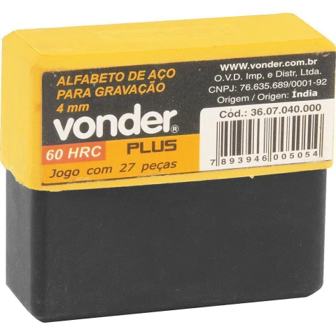 Alfabeto de aço punção 4mm a-z para gravação - Vonder Plus