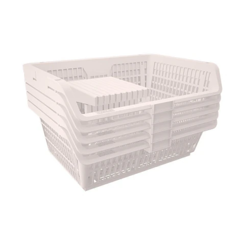 Conjunto 5 Cesto Expositor Medio Empilhável Branco Presto
