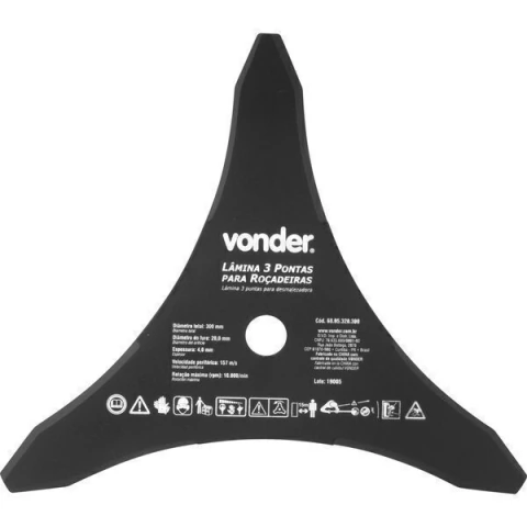 Lâmina 3 Pontas para Roçadeira 300x20,0x3,8mm Vonder