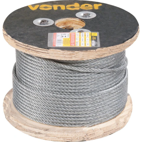 Cabo de Aço Galvanizado AF 9,5mm 3/8" 6X7 com 100m Vonder