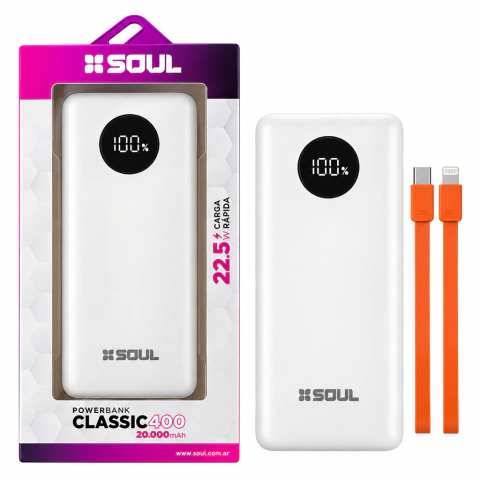 CARGADOR PORTATIL POWER BANK SOUL CLASSIC 400 20000mAh 22.5W BLANCO
