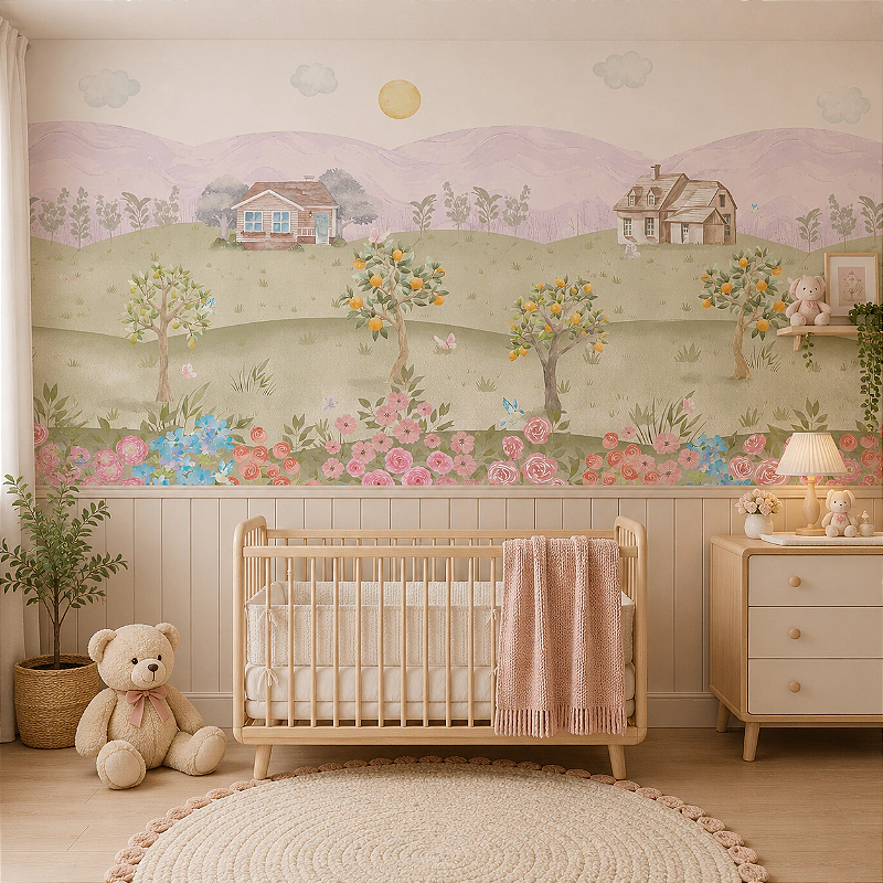 Papel de Parede Infantil Pezinho de Limão Personalizado Sob Medida