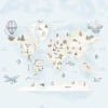 Papel de Parede Infantil Mapa Mundi Animais e Turismo Educativo e Lúdico Personalizado Sob Medida na internet