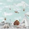 Papel de Parede Infantil Balões nos Alpes Azul Personalizado Sob Medida - comprar online