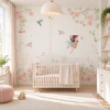 Papel de Parede Infantil Personalizado Jardim Fada e Borboletas Sob Medida