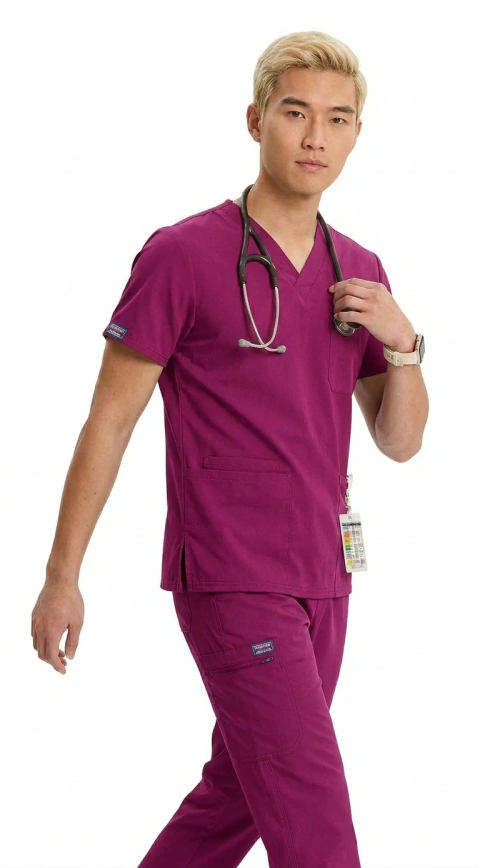 CONJUNTO CHEROKEE WORKWEAR UNISEX BORDO TALLE L