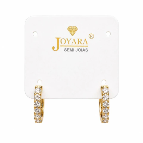 Brinco Argola Cravejada Folheado a Ouro 18k (G)
