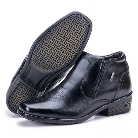 Bota Country Masculina Em Couro Kéffor Preto Linha Arizona Country