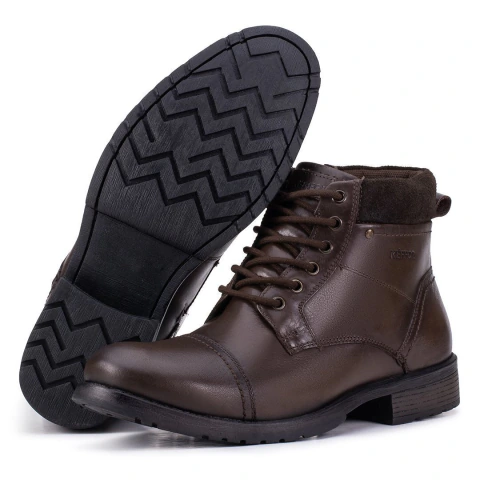 Coturno em Couro Cor Café Kéffor Masculino Linha Ranger