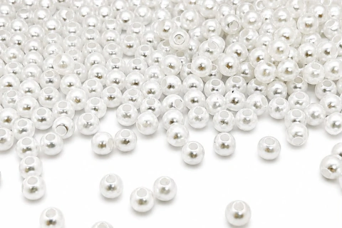 Perlas Perladas Plásticas N4 Blancas