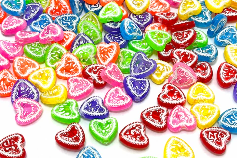 Corazón multicolor/blanco pasante