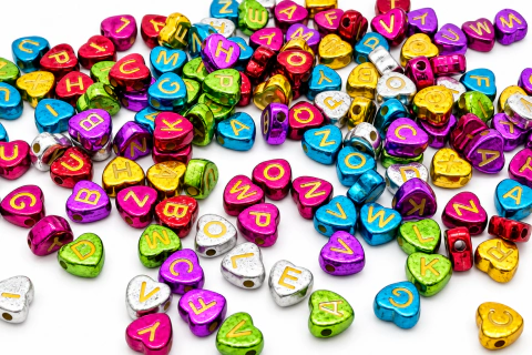 Letras pasante Corazón dorado/multicolor metalizado