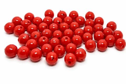 Perlas Lisas Plásticas N8 Rojo