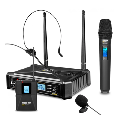 Microfono inalambrico vincha y de mano uhf SKP