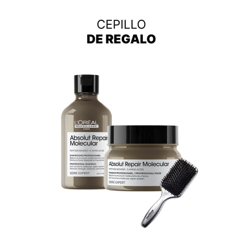 Shampoo y Máscara Absolut Repair Molecular L'Oréal + Cepillo de Regalo
