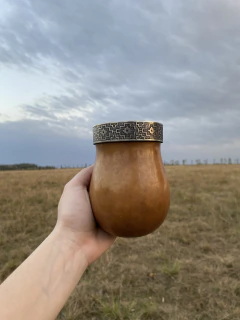 Cuia Bago de Touro com Virola de Alpaca Larga | Natural - 368