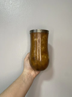 Cuia Bago de Touro com Virola de Alpaca | Natural - 1223
