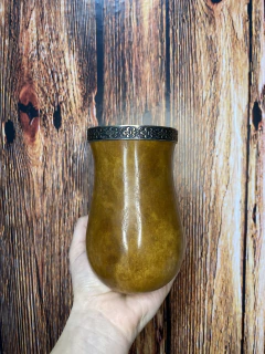 Cuia Bago de Touro com Virola de Alpaca | Natural- 108 - comprar online
